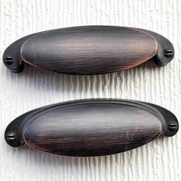 RICHELIEU Vintage Black Brushed Copper Cabinet Cup Pulls Hardware 2 pcs - Picture 1 of 3